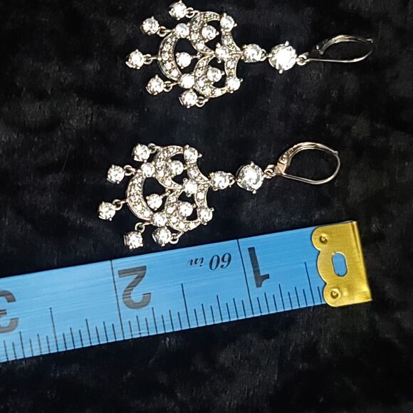 MEDA Sterling Silver 2" Drop Zircon Chandelier Earrings - Picture 4 of 8